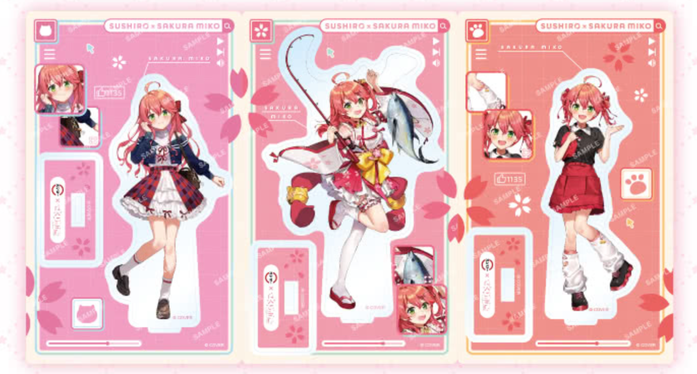 Hololive Sakura Miko Sushiro Collaboration Acrylic Stand 3 Types set Limited Edition (All Types)