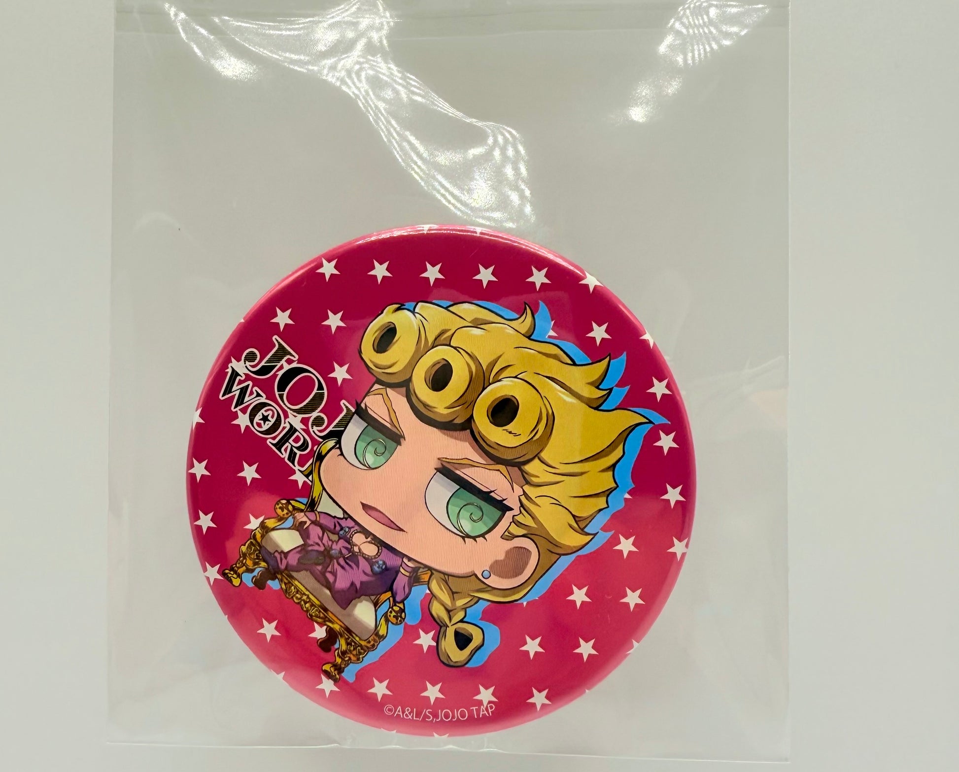[JoJo World Exclusive] Unused Can Badge Giorno Giovanna